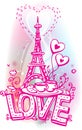 Love sketchy with Eiffel tower Royalty Free Stock Photo