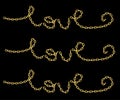 love slogan with golden chain.