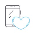 love smartphone line icon, outline symbol, vector illustration, concept sign