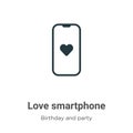 Love smartphone vector icon on white background. Flat vector love smartphone icon symbol sign from modern birthday and party