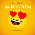 World Smile Day october 5th banner with love emoticon
