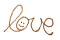 Love with smiley written with sand Royalty Free Stock Photo