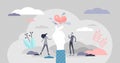 Love snap vector illustration. Magic heart moment flat tiny persons concept