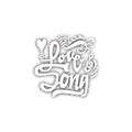 Love song. Hand-lettering text . Handmade vector calligraphy for your design dotwork