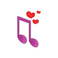 Love song icon, cartoon style