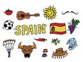 Love Spain, doodles symbols of Spain.