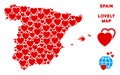 Vector Love Spain Map Mosaic of Hearts