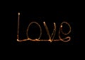 Love sparkler firework light alphabet