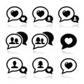 Love speech bubbles, couples icons set Royalty Free Stock Photo