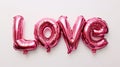 LOVE Spelled Out in Pink Metallic Balloons. Generative ai