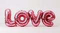 LOVE Spelled Out in Pink Metallic Balloons. Generative ai