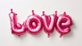 LOVE Spelled Out in Pink Metallic Balloons. Generative ai