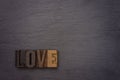 Love spelled out in type set Royalty Free Stock Photo