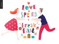 Love, spring, breakfast Lettering composition