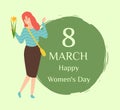 Love Spring, 8 March Lady Day and Redhead Woman