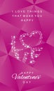 Love stars Happy Valentines Day abstract pink vector