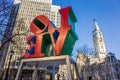 The Love statue in the Love Park Philadelphia Royalty Free Stock Photo