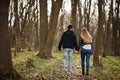 Love story of cool multiracial couple in spring forest