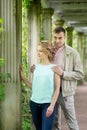 Love story. Romantic couple in relationship in park, garden. Autumn Royalty Free Stock Photo