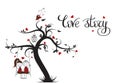 Love Story template for banner or poster. Holiday lettering Royalty Free Stock Photo