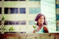 Love Story about young African American woman missing you with w Royalty Free Stock Photo