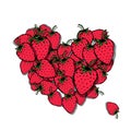 Love strawberry. Heart sketch for your design
