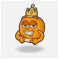 Love struck expression with Orange Fruit Crown Mascot Character Cartoon Royalty Free Stock Photo