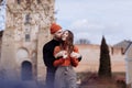 In love stylish young couple kissing in the city. Fashion outdoor sensual romantic portrait of beautiful young couple hugs and Royalty Free Stock Photo