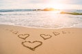 Love sunshine heart beach Royalty Free Stock Photo