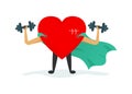 Love super hero heart wearing cape vector illustration Royalty Free Stock Photo