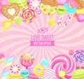 Love Sweet shop logo, with many sweets.