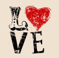 Love symbol grunge style vector illustration