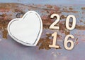 Love symbol and 2016