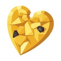 Love symbolized by heart shape in gold