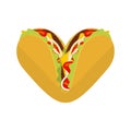 Love Tacos. Symbol lover Mexican fast food. Taco heart.