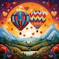 Love Takes Flight: Balloon Ride for the Dreamers Royalty Free Stock Photo