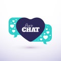 Love talk chat dating, heart shape in message bubble