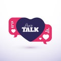 Love talk chat dating, heart shape in message bubble