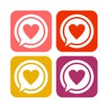 Love Talk Rounded Square Icons