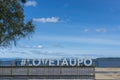 Love Taupo sign by lake