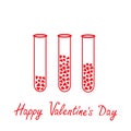 Love test tubes with hearts inside. Happy Valentin