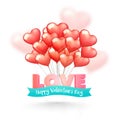 Love Text with Balloons for Valentine`s Day. Royalty Free Stock Photo