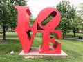 Love text in big red metal letters