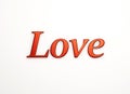 Love text 3D word gold valentines day card Royalty Free Stock Photo