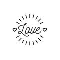 Love text icon Valentines symbol. Love hipster thin line icon, Vector illustration