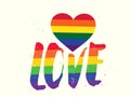 Love text letters LGBT heart rainbow