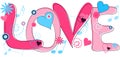 Love Text in Pink and Blue Royalty Free Stock Photo