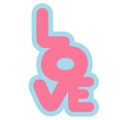 Love text in pink. Blue background. Image png.
