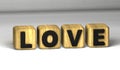 Love text on a wood cubes