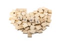 Love text on wooden block isolated on white background with clipping path,love concept Royalty Free Stock Photo